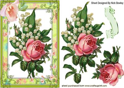 Roses with Lily of the Valley in Floral Frame