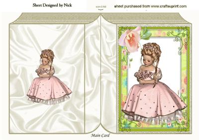 Pretty Girl in Pink in Floral Frame Folded Book