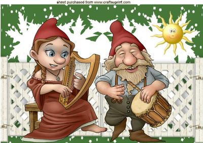 Musical Gnomes in the Garden with the Sun A4