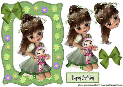 Little Girl in Flower Frame with Her Doll