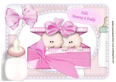 Hello Mummy & Daddy, Twin Baby Girls A4