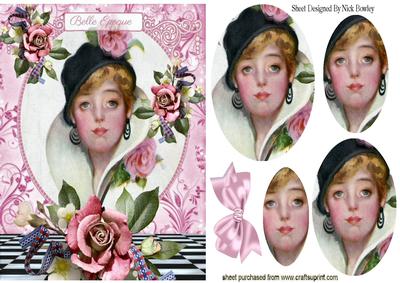 Pretty French Lady with Roses Oval Pyramids