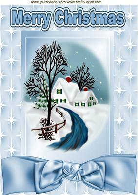 Cottage in the Snow Christmas Time A4