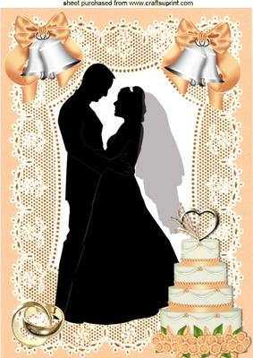 Silhouette of Wedding Couple with Cake A4