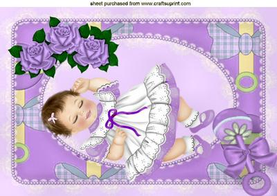 Baby Girl in Lilac with Roses A4