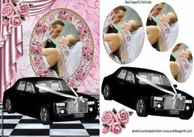 Pink Roses, Wedding Car, Wedding Couple Oval Pyramids