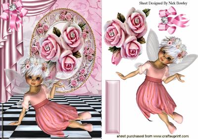 Pink Roses in Frame with Faerie