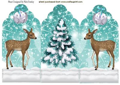 Christmas Tree with Bells and Deers Trifold