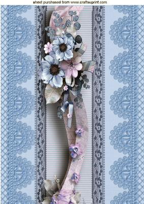 Pretty Border of Flowers on Lace A4