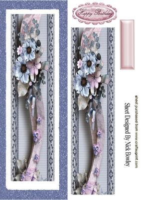 Pretty Floral Blue Border Tall Dl