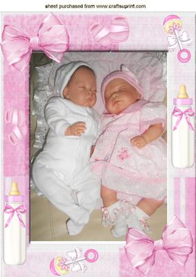 Reborn Baby Girls in Frame with Bows A4
