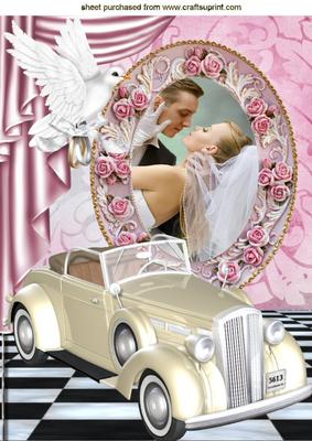 White Dove with Wedding Rings & Roses A4