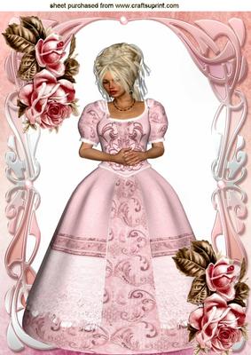 Pretty as a Princess with Pink Roses A4