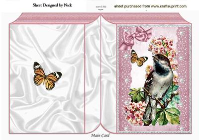 Bird on a Branch with Vintage Lace Folded Book