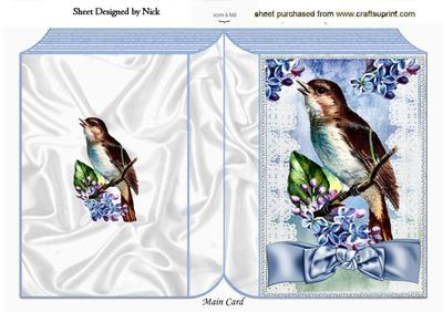 Bird on a Branch with Blue Bow Folded Book