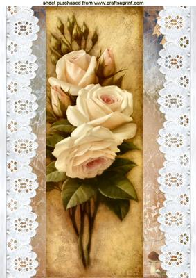 Broderie Anglaise Lace with Cream Roses A4