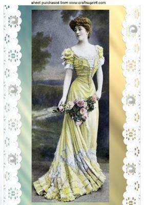 Edwardian Lady with Pearls & Broderie Anglaise A4
