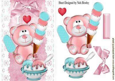 I Love Ice Cream, with Cute Little Teddy