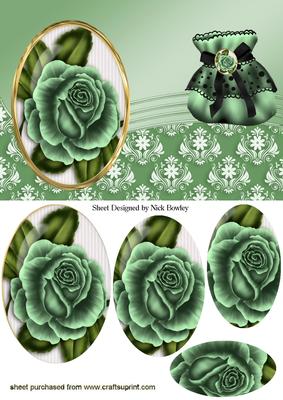 Green Roses & Lace Purse Oval Pyramids