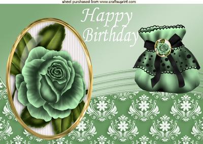 Green Roses & Lace Purse A4
