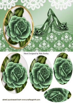 Green Roses & Sparkle Shoes Oval Pyramids