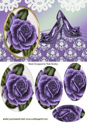 Purple Roses & Sparkle Shoes Oval Pyramids