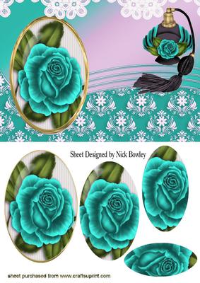 Perfume and Turq Roses Oval Pyramids