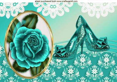 Turq Roses & Sparkle Shoes A4