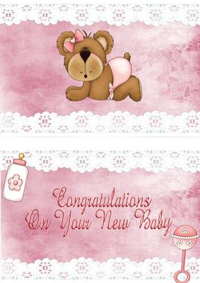 Cutie Baby Bear for a Girl A5 Insert