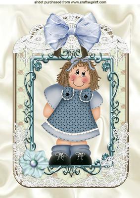 Cute Little Ragdoll in Blue with Bow A4
