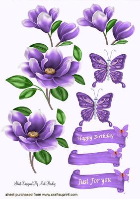 Lilac Magnolias with Butterflies & Tags