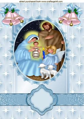Nativity Scene with Prtetty Bells A4