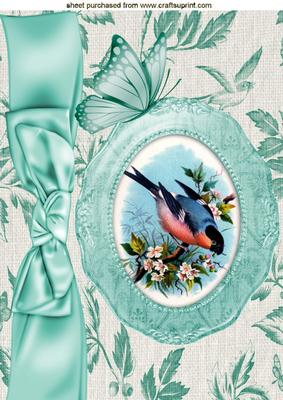 Pretty Bird in Oval Frame with Big Bow A4