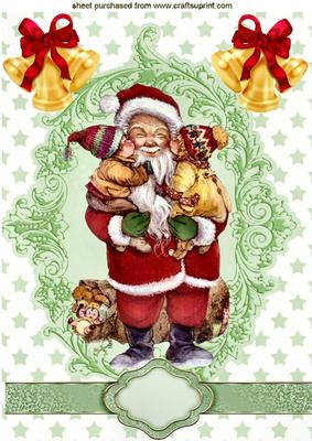 Love You Santa, Lovely Vintage Children A4