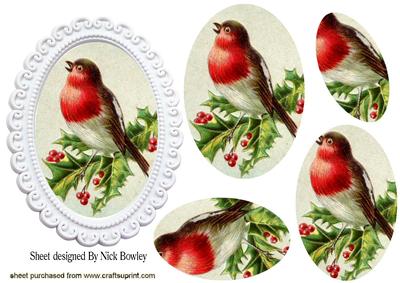 Little Red Robin on Holly Oval Pyramids