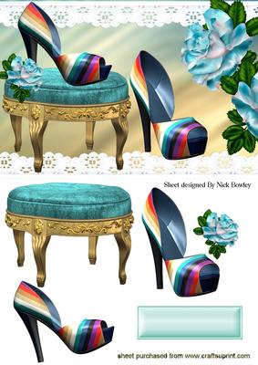 Rainbow Shoes with a Stool and Roses