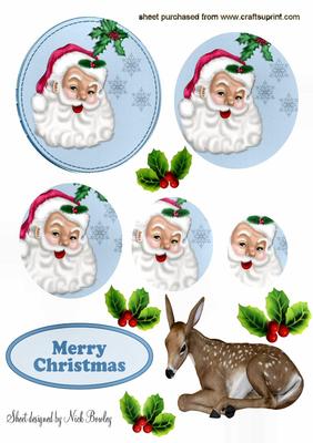 Santa with Oval Pyramids and Cute Deer