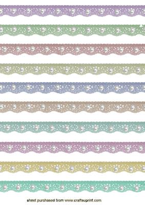 Dark Colours Vintage Lace Borders with Pearls