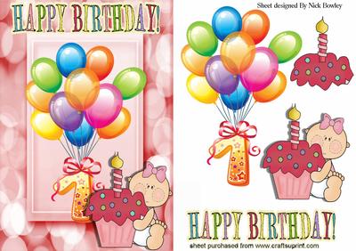 Baby's 1st Birthday with Balloons & Cake