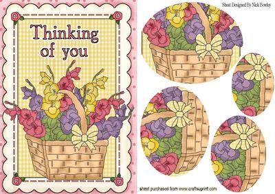 Pretty Basket of Flowers Oval Pyramids