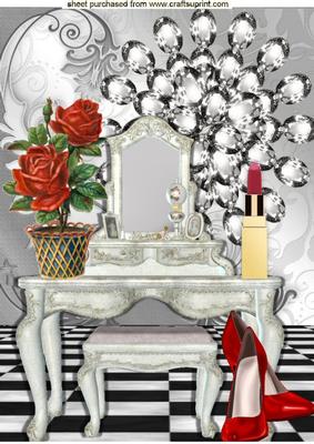 Ladies Dressing Room with Diamonds and Roses A4