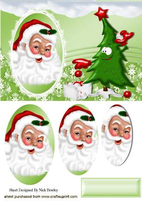 Santa Oval Pyramids, with Funny Christmas Tree