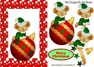 Mouse in Santa Hat on a Christmas Bauble