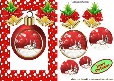Christmas Bauble with Snow Scene Oval Pyramids