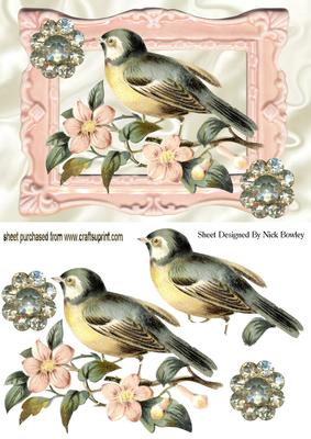 Song Bird with Peach Flowers and Jewels