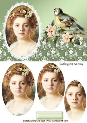 Pretty as a Pic with Bird, Peach Flowers Oval Pyramid