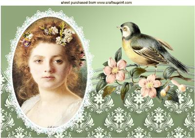 Pretty as a Pic with Little Bird, Peach Flowers A4