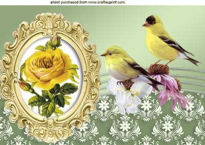 Yellow Roses with Yellow Birds A4