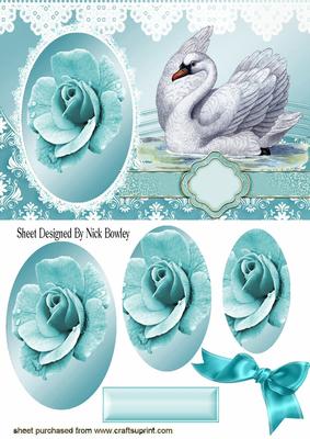 Beautiful Swan with Rose Oval Pyramids