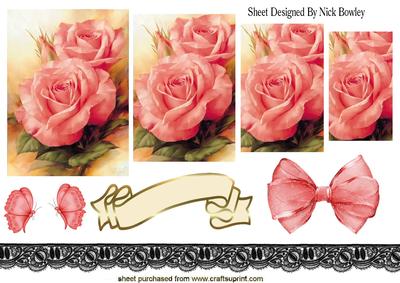 Peach Roses Pyramids with Organza Bow & Butterflies